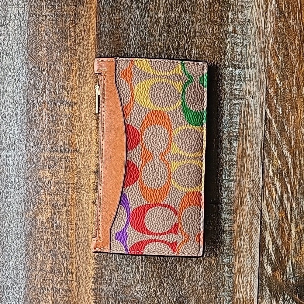 Zip Card Case In Rainbow Signature Canvas